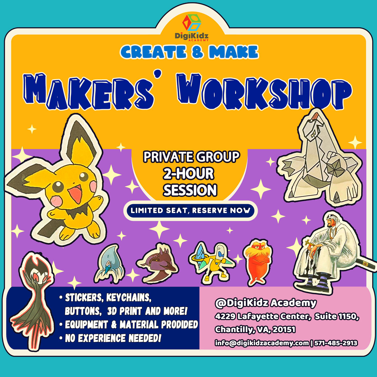 Create and Make: Private Workshops (Stickers, Button, 3D Prints and More)